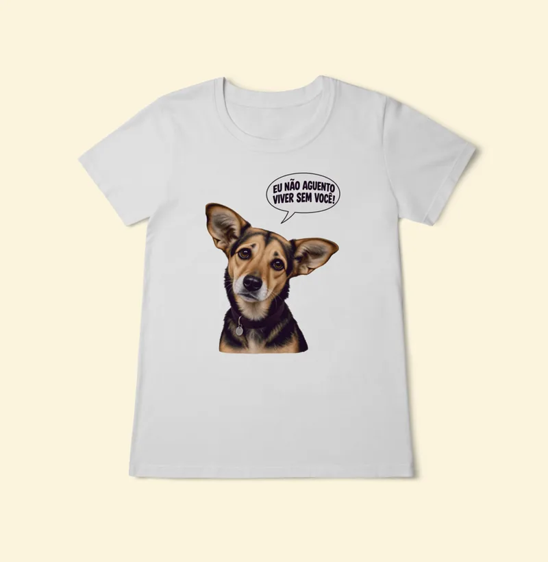 Baby look Classic com a estampa Amora – Não Aguento Viver Sem Você