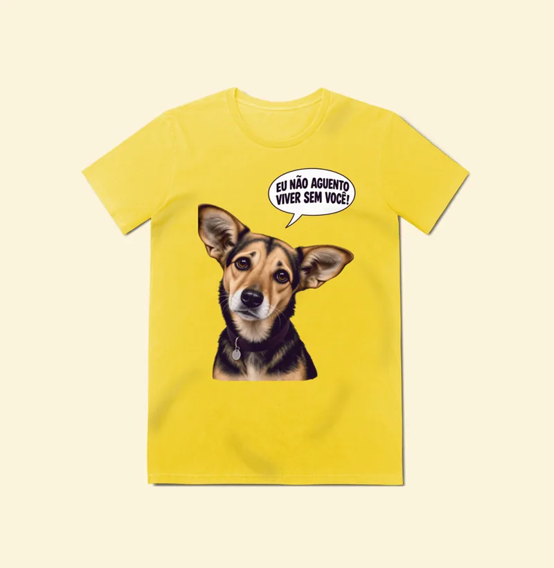 Baby look Estonada com a estampa Amora – Não Aguento Viver Sem Você