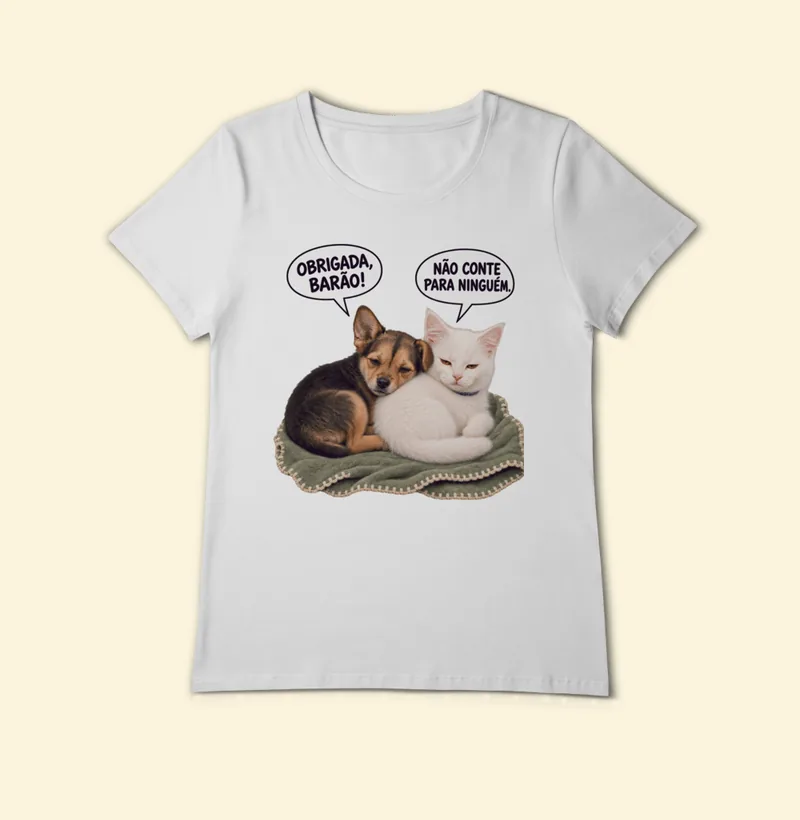 Baby look Pima com a estampa Amora e Barão Bebês