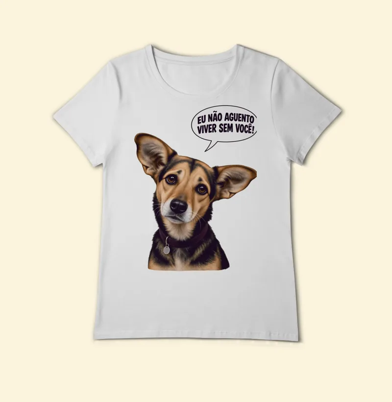 Baby look Pima com a estampa Amora – Não Aguento Viver Sem Você