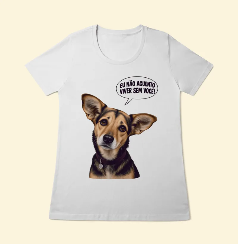 Baby look Quality com a estampa Amora – Não Aguento Viver Sem Você