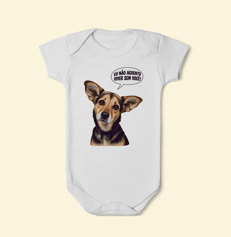 Body de bebê com a estampa Amora – Não Aguento Viver Sem Você