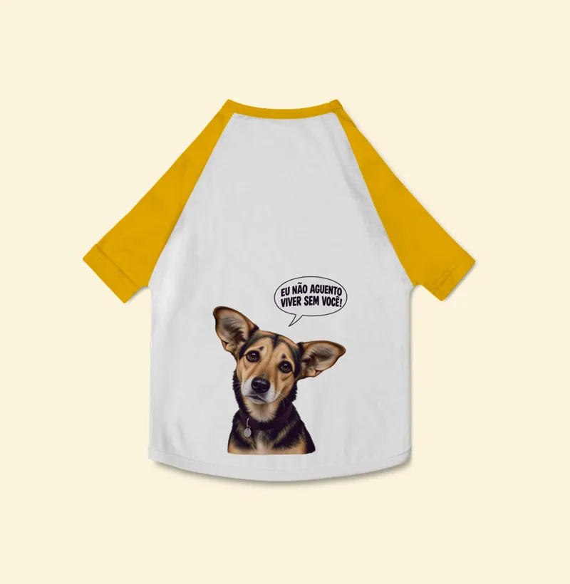Camisa pet com a estampa Amora – Não Aguento Viver Sem Você
