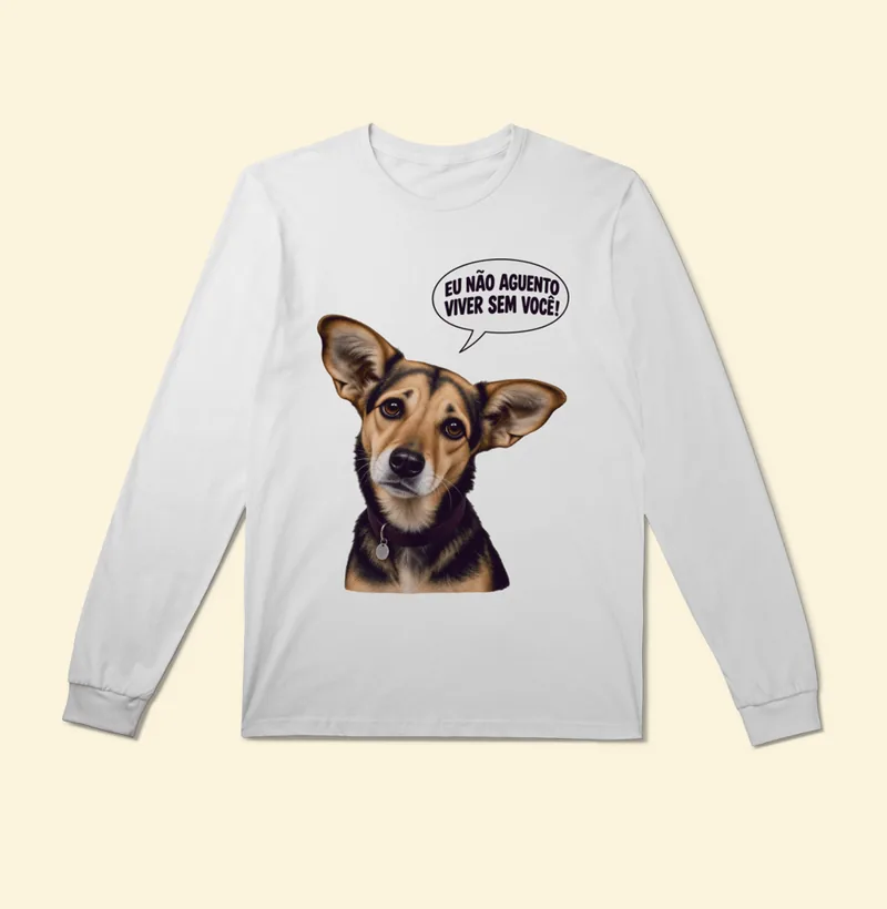 Camiseta manga longa com a estampa Amora – Não Aguento Viver Sem Você