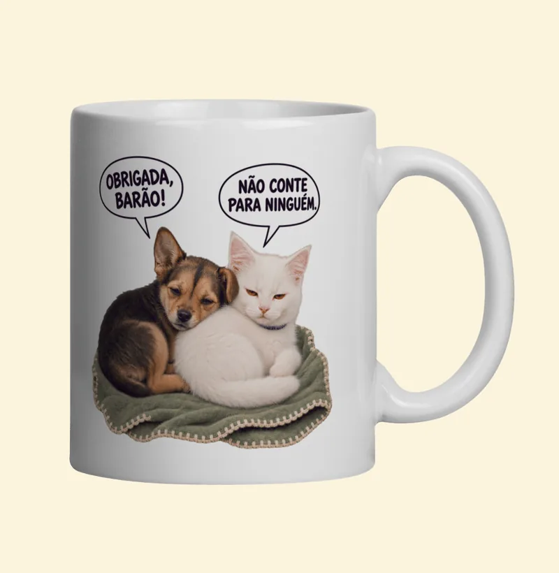 Caneca com a estampa Amora e Barão Bebês