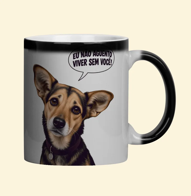 Caneca mágica com a estampa Amora – Não Aguento Viver Sem Você