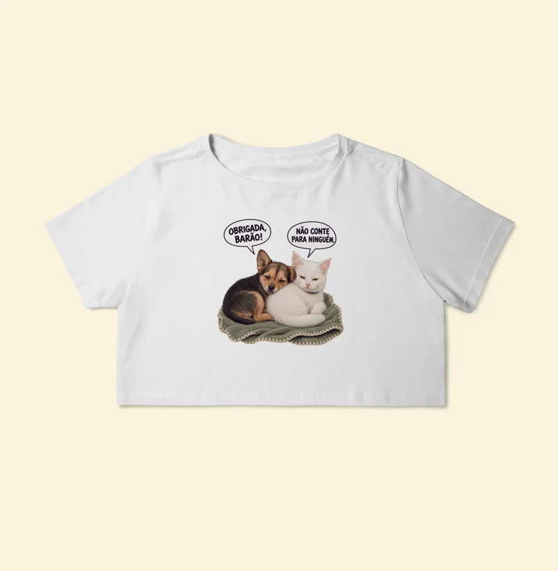 Cropped com a estampa Amora e Barão Bebês